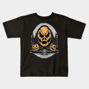 Three Halloween Pumpkin Skeletons Kids T-Shirt